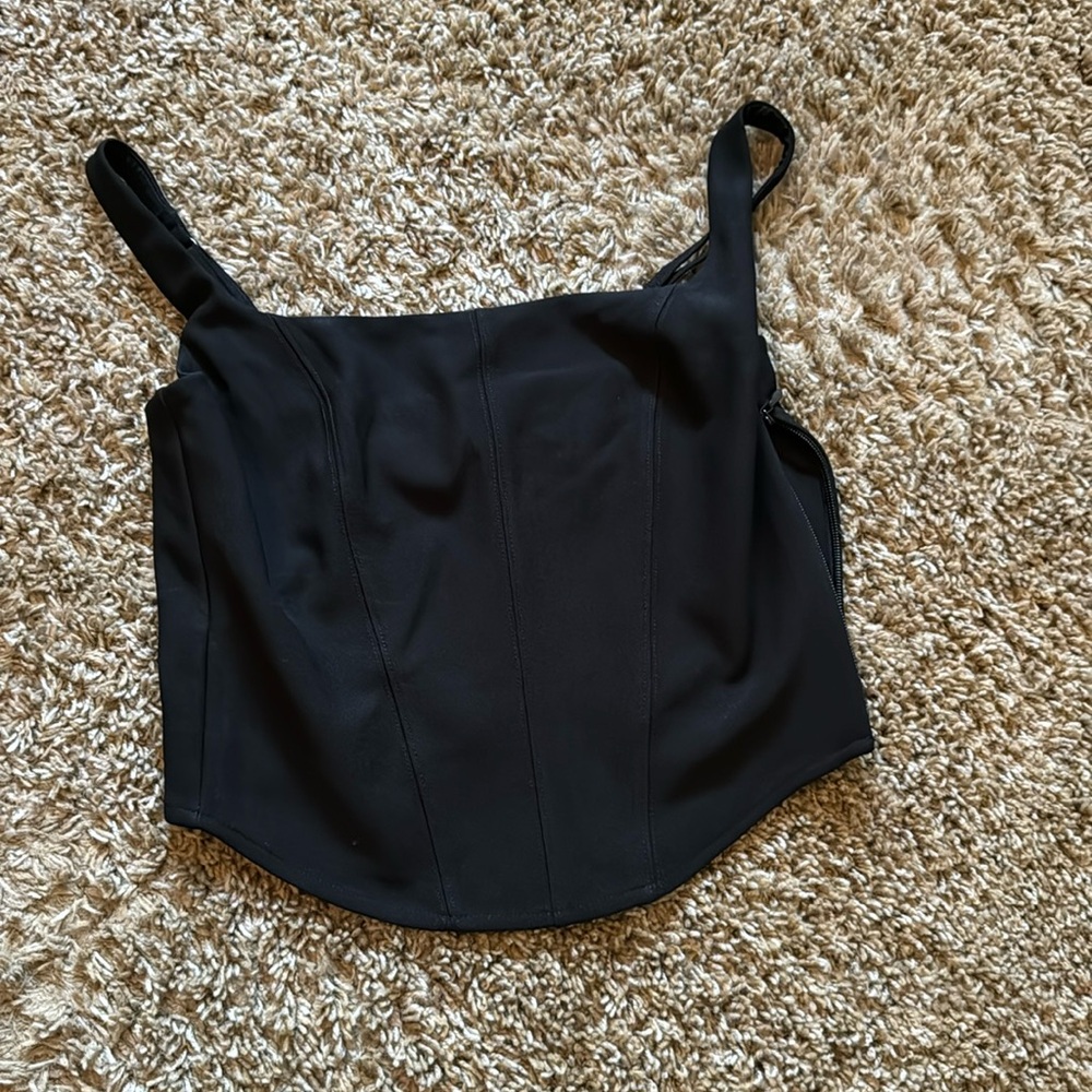 Abercrombie & Fitch Black Square Neck Corset Tank